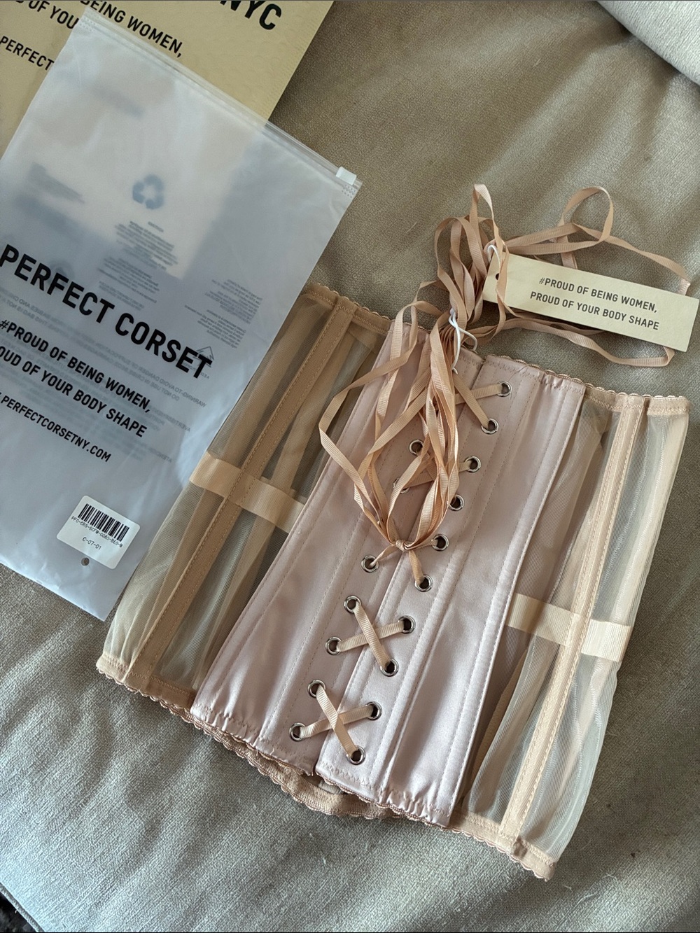Perfect Corset Women's Nude Lace-Up Waist Cincher